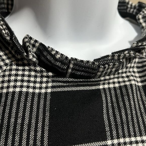 LOFT Soft Plaid Pleated Ruffle Neck Grunge relaxed comfy blouse XS Long Sleeve - Picture 11 of 12